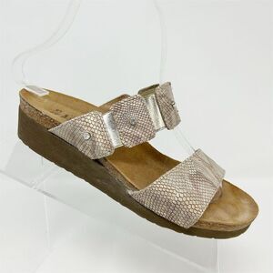 Naot Ashley Women's Slip On Double Strap Sandals Beige Snakeskin Size 6 Casual